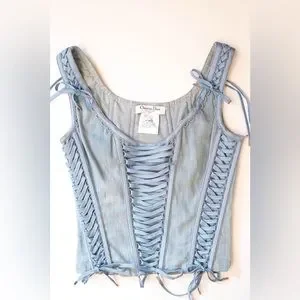 Dior | Tops | Christian Dior Denim Laced Corset Top | Poshmark